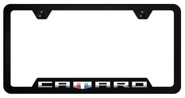 Chevrolet Camaro Shield PC Notched Frame - UV Print on Black License Plate Frame - GFP.CMRSH.UB