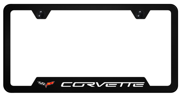 Chevrolet Corvette C6 PC Notched Frame - UV Print on Black License Plate Frame - GFP.COV6.UB