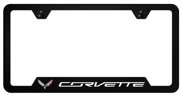 Chevrolet Corvette C7 PC Notched Frame - UV Print on Black License Plate Frame - GFP.COV7.UB