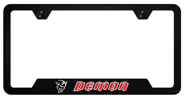 Plymouth Demon PC Notched Frame - UV Print on Black License Plate Frame - GFP.DMN.UB