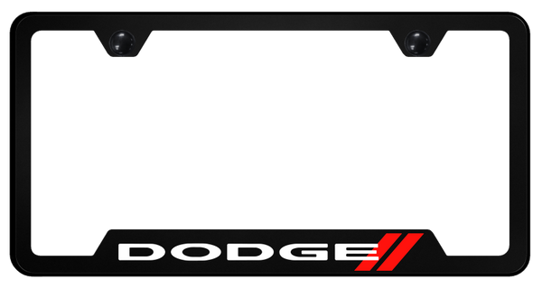 Dodge Dodge Stripe PC Notched Frame - UV Print on Black License Plate Frame - GFP.DODS.UB