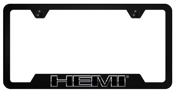 Mopar Hemi Chrome PC Notched Frame - UV Print on Black License Plate Frame - GFP.HEM.CHR.UB