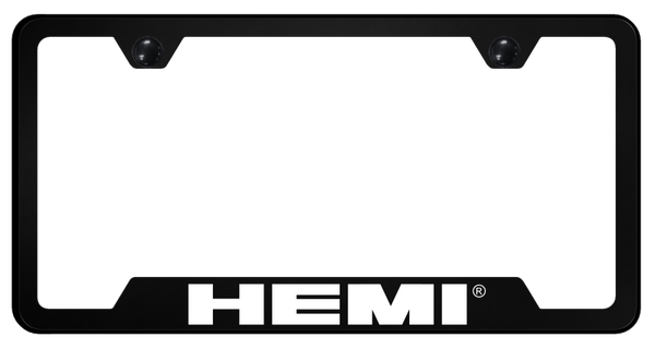 Mopar Hemi PC Notched Frame - UV Print on Black License Plate Frame - GFP.HEM.UB