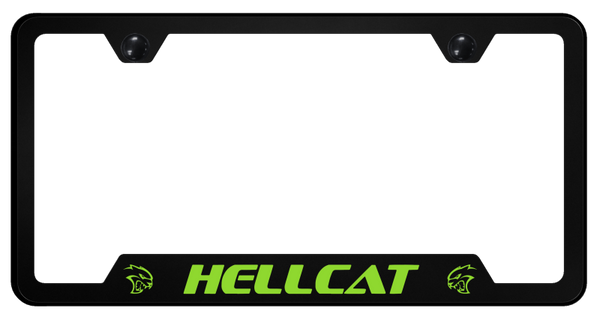 Mopar Hellcat Green PC Notched Frame - UV Print on Black License Plate Frame - GFP.HLC.GRN.UB