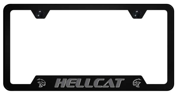 Mopar Hellcat Ghost PC Notched Frame - UV Print on Black License Plate Frame - GFP.HLC.GST.UB