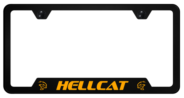 Mopar Hellcat Orange PC Notched Frame - UV Print on Black License Plate Frame - GFP.HLC.ORA.UB