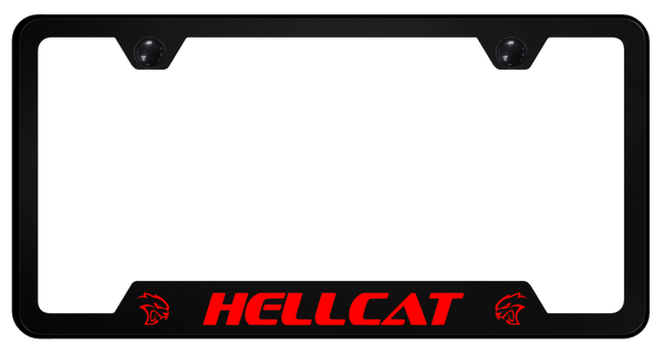 Mopar Hellcat Red PC Notched Frame - UV Print on Black License Plate Frame - GFP.HLC.RED.UB