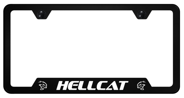 Mopar Hellcat PC Notched Frame - UV Print on Black License Plate Frame - GFP.HLC.UB