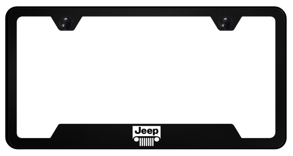 Jeep Jeep Grill PC Notched Frame - UV Print on Black License Plate Frame - GFP.JEEG.UB