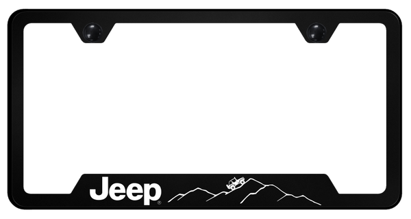 Jeep Jeep Mountain PC Notched Frame - UV Print on Black License Plate Frame - GFP.JEEM.UB