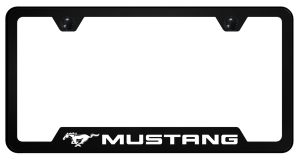 Mustang Mustang PC Notched Frame - UV Print on Black License Plate Frame - GFP.MUS.UB