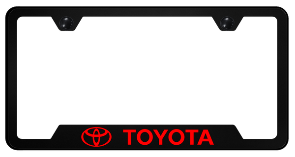 Toyota Toyota Red Logo PC Notched Frame - UV Print on Black License Plate Frame - GFP.TOY.R.UB