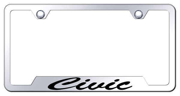 Honda Civic Black Notched Laser Etched License Frame - GFS.CIV.EB