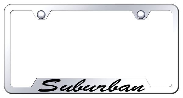 Chevrolet Suburban Stainless Steel Notched Laser Etched License Frame - GFS.SRB.EC