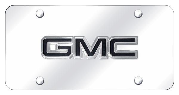 GMC GMC OEM Black License Plate - Chrome on Mirrored License Plate - GMC.OEM.B.CC