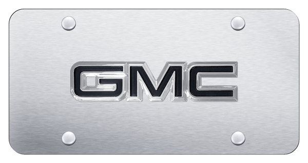 GMC GMC OEM Black License Plate - Chrome on Brushed License Plate - GMC.OEM.B.CS