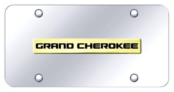 Jeep Grand Cherokee Gold on Chrome 3D Bar License Plate - GRA.N.GC