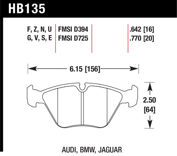 Hawk HPS 5.0 Brake Pads for 1988-1993 BMW 535i - Front - HB135B.770 - (1993 1992 1991 1990 1989 1988)