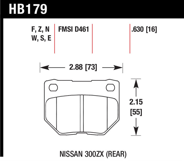Hawk HPS 5.0 Brake Pads for 1989-1989 Nissan 300ZX Turbo Turbocharged 3.0 V6 - Rear - HB179B.630 - (1989)