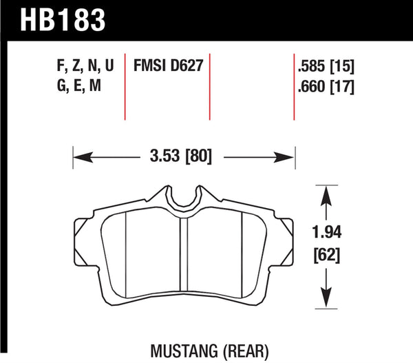 Hawk HPS 5.0 Brake Pads for 2003-2004 Ford Mustang Mach I Naturally Aspirated 4.6 V8 - Rear - HB183B.585 - (2004 2003)