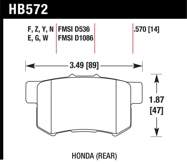 Hawk HPS 5.0 Brake Pads for 1996-2004 Acura RL - Rear - HB572B.570 - (2004 2003 2002 2001 2000 1999 1998 1997 1996)