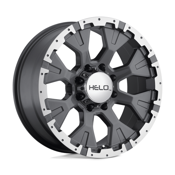 Helo HE878 DARK SILVER WITH MACHINED FLANGE Wheels for 2013-2023 FORD F-250 F-350 SUPER DUTY [] - 18X9 -12 mm - 18"  - (2023 2022 2021 2020 2019 2018 2017 2016 2015 2014 2013)