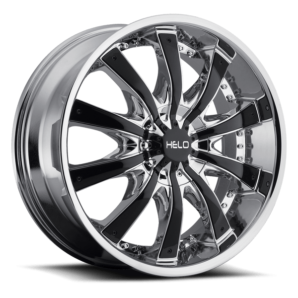 Helo HE875 CHROME PLATED WITH GLOSS BLACK ACCENTS Wheels for 2020-2022 JEEP GLADIATOR [LIFTED ONLY] - 24X9.5 38 MM - 24"  - (2022 2021 2020)