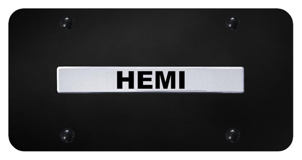 Dodge Hemi Chrome on Black 3D Bar License Plate - HEM.N.CB