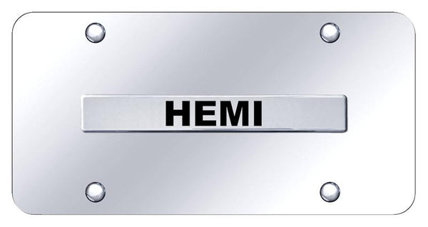 Dodge Hemi Chrome on Chrome 3D Bar License Plate - HEM.N.CC