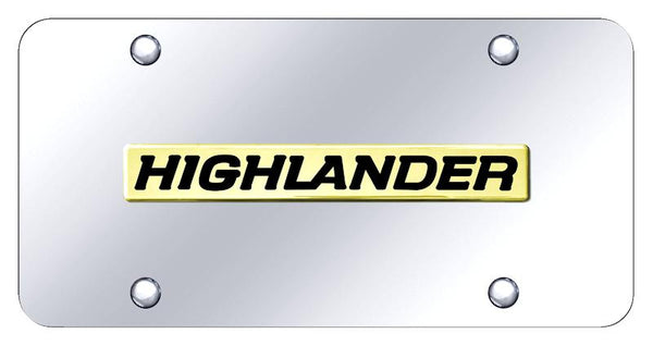 Toyota Highlander Gold on Chrome 3D Bar License Plate - HIL.N.GC