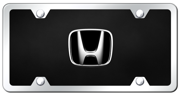 Honda Honda Plate Kit - Chrome on Black License Plate - HON.CBK