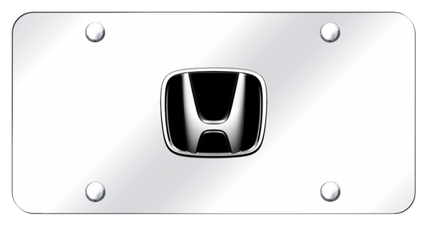 Honda Honda License Plate - Chrome on Mirrored License Plate - HON.CC