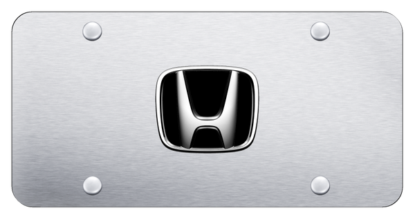 Honda Honda License Plate - Chrome on Brushed License Plate - HON.CS