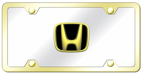 Honda Honda Plate Kit - Gold on Mirrored License Plate - HON.GCK