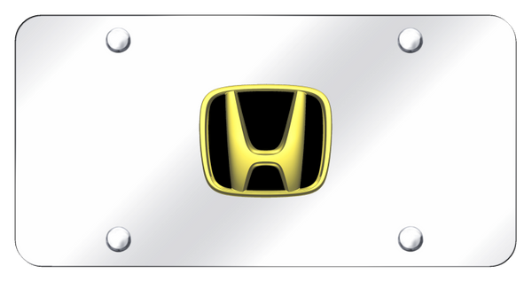 Honda Honda License Plate - Gold on Mirrored License Plate - HON.GC