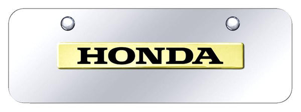 Honda Honda Gold on Chrome 3D Bar Mini License Plate - HON.N.GCM