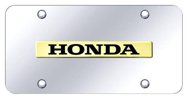 Honda Honda Gold on Chrome 3D Bar License Plate - HON.N.GC