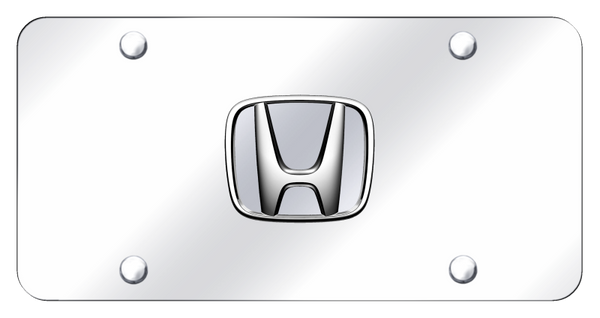 Honda Honda (No Fill) License Plate - Chrome on Mirrored License Plate - HON.P.CC