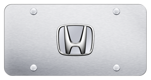 Honda Honda (No Fill) License Plate - Chrome on Brushed License Plate - HON.P.CS