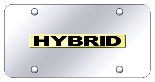 Hybrid Gold on Chrome 3D Bar License Plate - HYB.N.GC