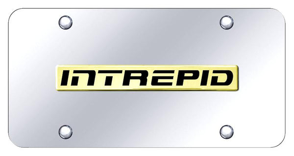 Dodge Intrepid Gold on Chrome 3D Bar License Plate - INR.N.GC