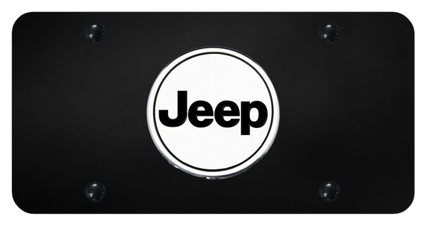 Jeep Jeep Word License Plate - Chrome on Black License Plate - JEEO.CB