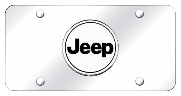 Jeep Jeep Word License Plate - Chrome on Mirrored License Plate - JEEO.CC