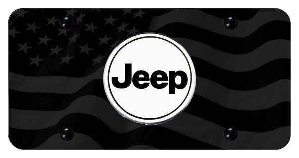 Jeep Jeep Word License Plate - UV Subdued Wave Flag License Plate - JEEO.UF2