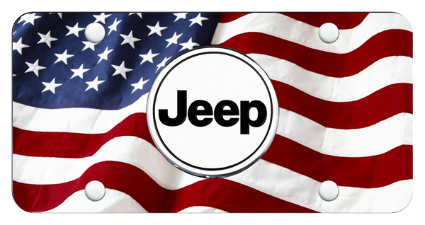 Jeep Jeep Word License Plate - UV Wave Flag License Plate - JEEO.UF3