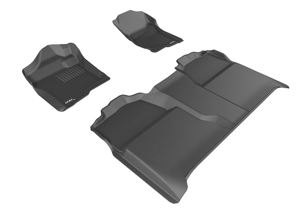 3D MAXpider KAGU Floor Mat for 2007-2013 GMC SIERRA 1500 2500 3500 CREW CAB  - BLACK - 1ST ROW 2ND ROW - L1GM00701509 [2023 2022 2021]
