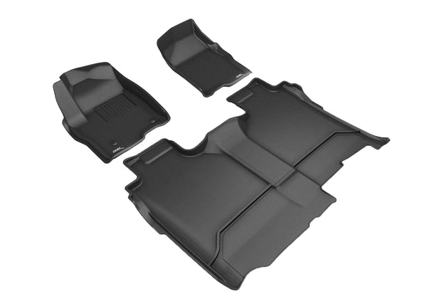 3D MAXpider KAGU Floor Mat for 2019-2024 GMC / CHEVROLET SIERRA / SILVERADO 1500 CREW  - BLACK - 1ST ROW 2ND ROW - L1GM02501509 [2010 2009 2008 2007 2006]