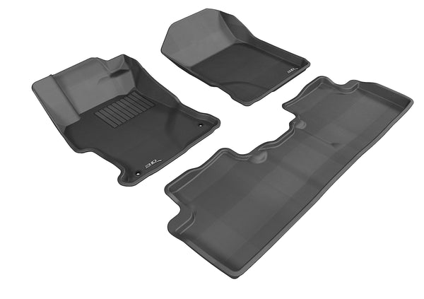 3D MAXpider KAGU Floor Mat for 2012-2013 HONDA CIVIC SEDAN  - BLACK - 1ST ROW 2ND ROW - L1HD04101509 [2013 2012 2011 2010 2009 2008 2007]
