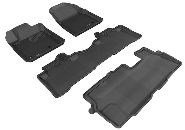 3D MAXpider KAGU Floor Mat for 2009-2015 HONDA PILOT  - BLACK - 1ST ROW 2ND ROW 3RD ROW - L1HD05801509 [2024 2023 2022 2021 2020 2019 2018]