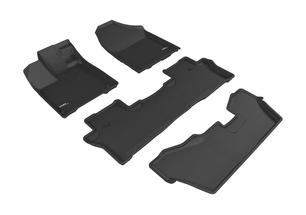 3D MAXpider KAGU Floor Mat for 2016-2022 HONDA PILOT 8-PASSENGER  - BLACK - 1ST ROW 2ND ROW 3RD ROW - L1HD07301509 [2024 2023 2022 2021]